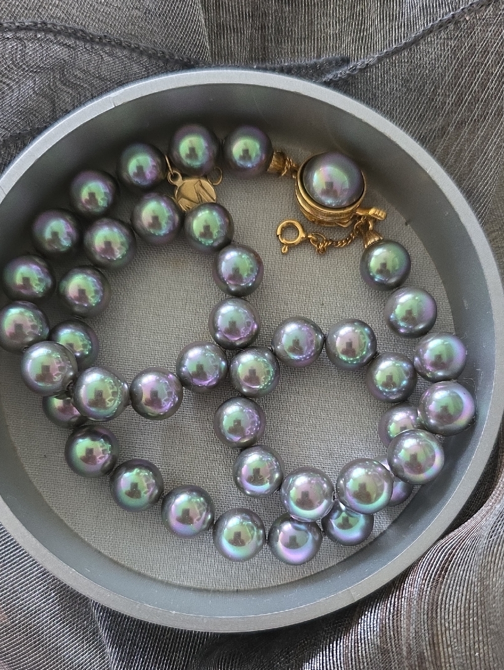 MAJORICA 18" Lustrous Black Pearl Necklace with 14K Gold Clasp